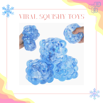 Squishy Toy - Blue Snowflake Cube - PREORDER