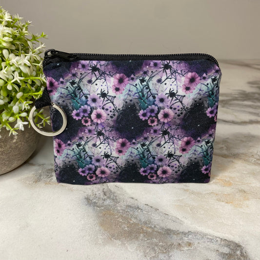 Mini Pouch - Spider Web Floral Purple Pink Teal