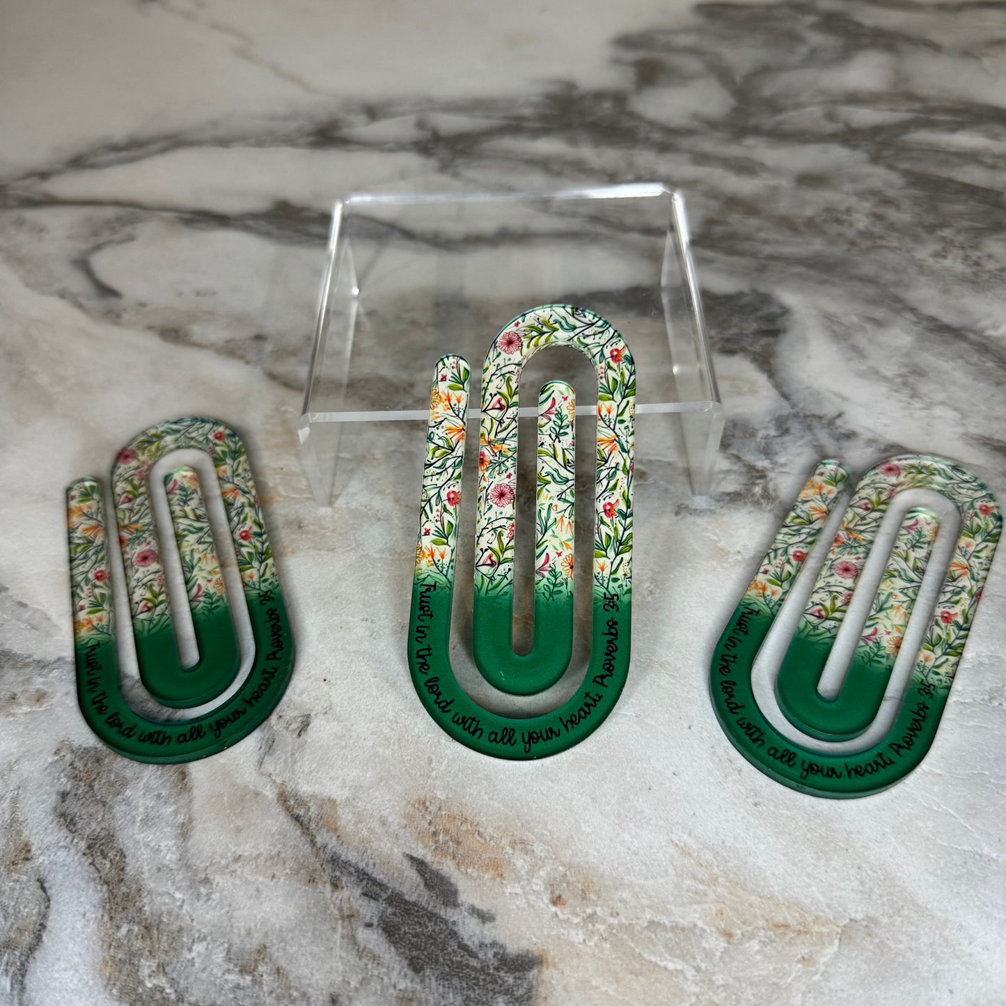 Jumbo Paperclip - Green Religious Floral