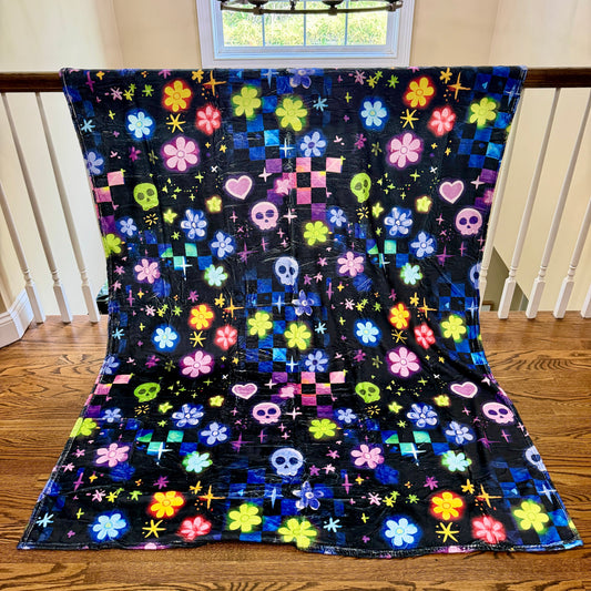 Blanket Halloween #11 - Skull Check Floral Star - PREORDER ends 7/25