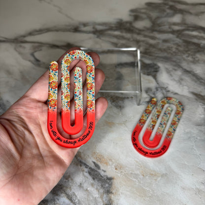 Jumbo Paperclip - Coral Religious Floral
