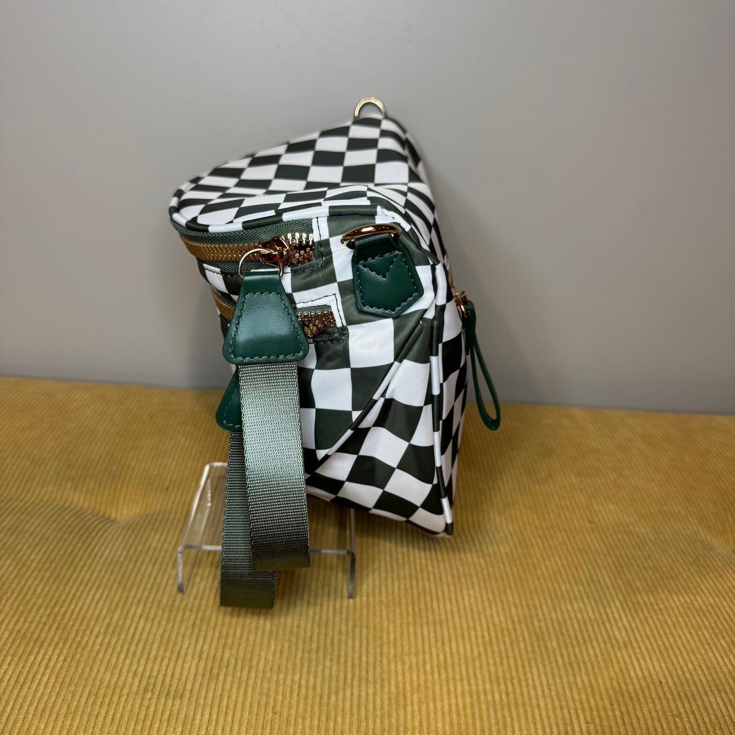 Roni - Checkered - Nylon Crossbody - Dark Green