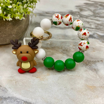 Silicone Bracelet Keychain - Christmas Winter - Reindeer MNC