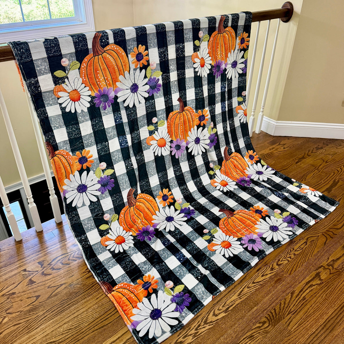 Blanket Halloween #37 - Plaid Pumpkin Floral - PREORDER ends 7/25