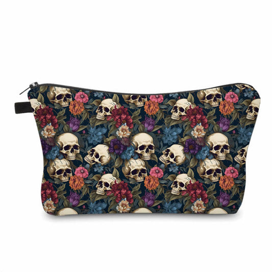 Pouch - Halloween Fall - Skull Floral Purple Blue Maroon