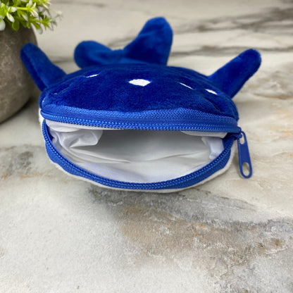 Coin Pouch - Velour Whale - Dark Blue
