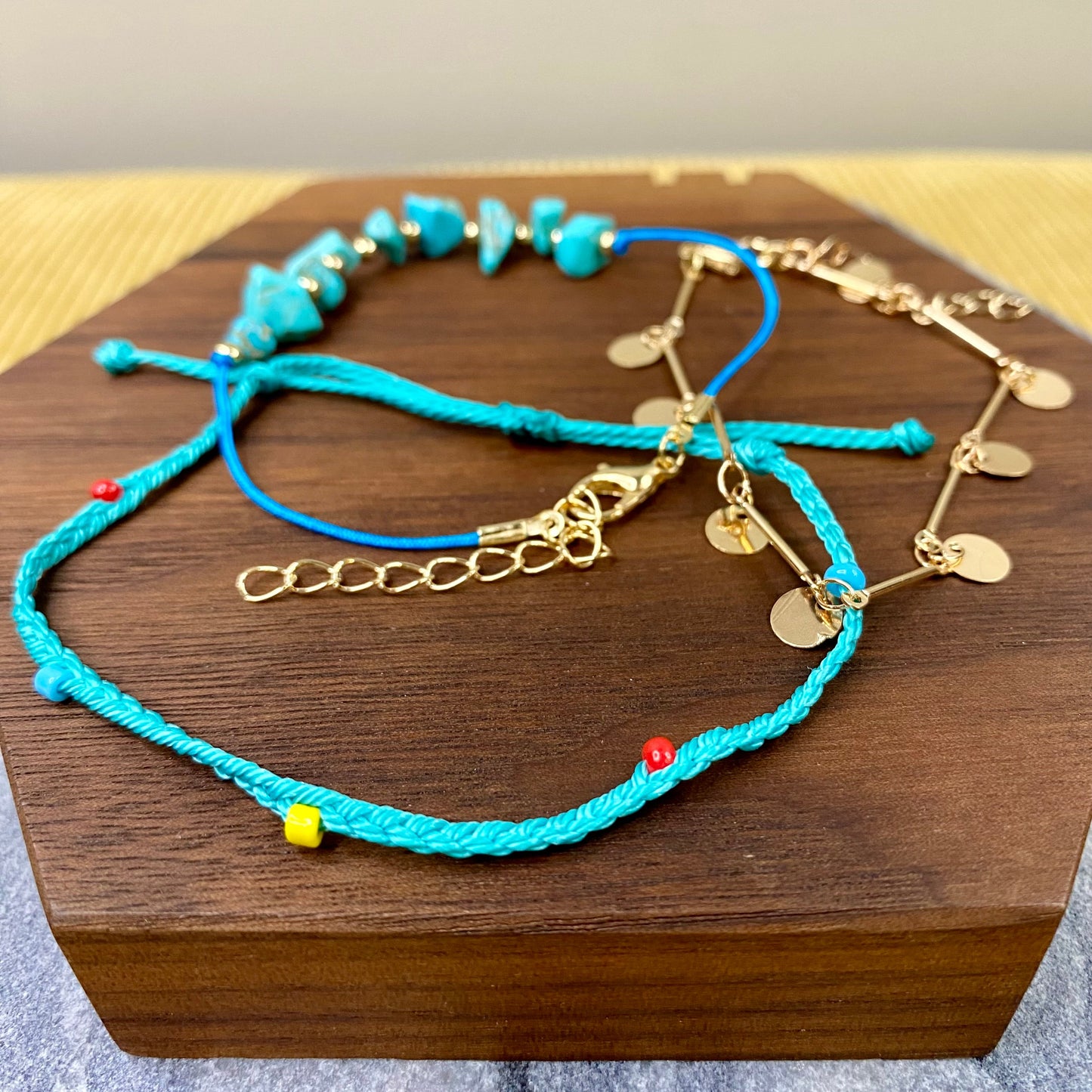 Bracelet Pack - Adjustable Turquoise & Gold - Pack 11