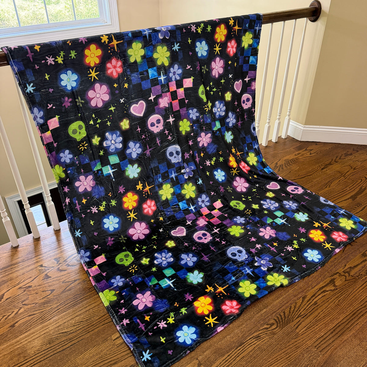 Blanket Halloween #11 - Skull Check Floral Star - PREORDER ends 7/25
