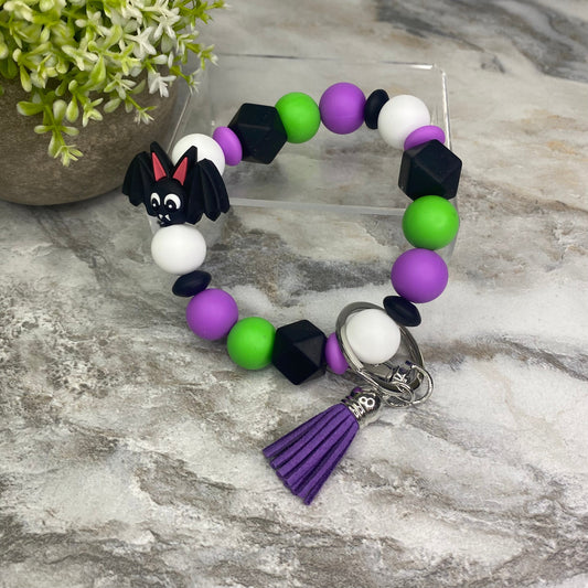 Silicone Bracelet Keychain - Halloween Bat