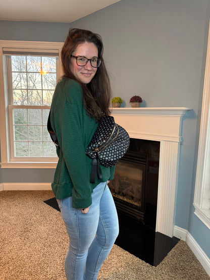 Roni - Nylon Crossbody - Black & Grey Paw