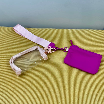 Nylon + Clear Wristlet Double Mini Pouch Set