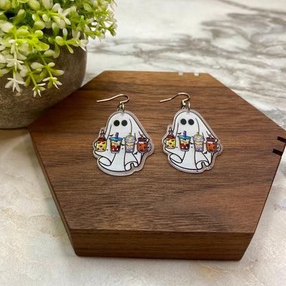 Acrylic Dangle Earrings - Ghost Drinks