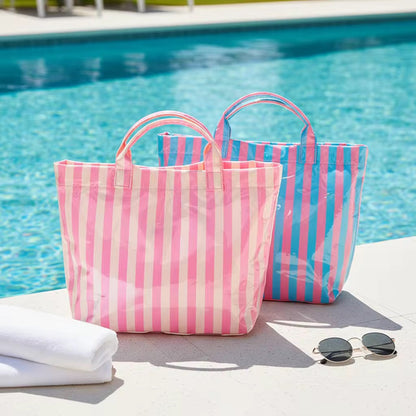 The April Vinyl Tote Bag - Stripes