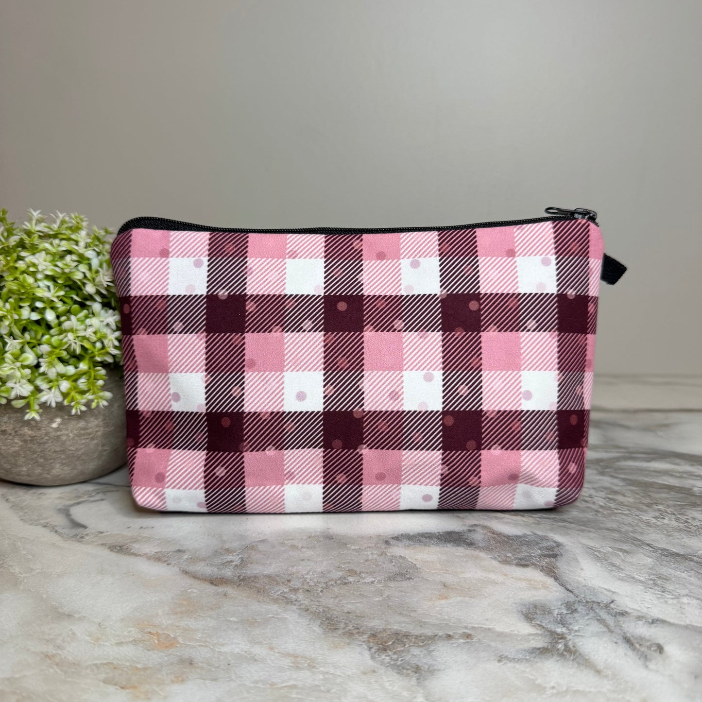 Pouch - Pink Plaid Polkadots MN