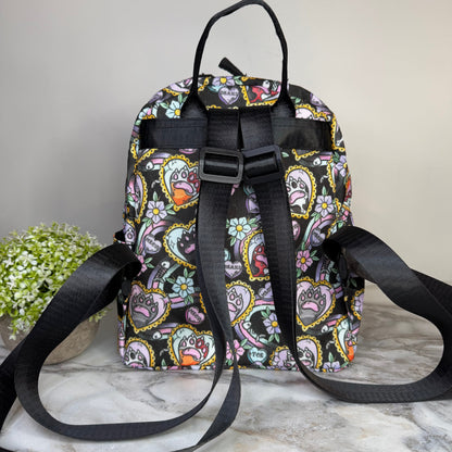 Mini Backpack - Cat Paw Meow on Black MN