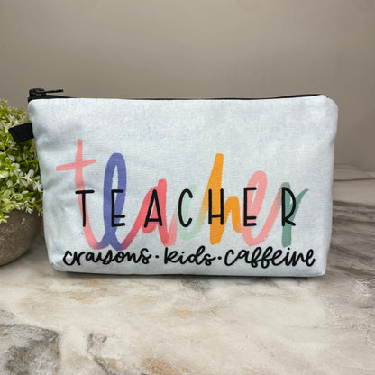 Pouch - Teacher Crayons, Kids, & Caffeine MN