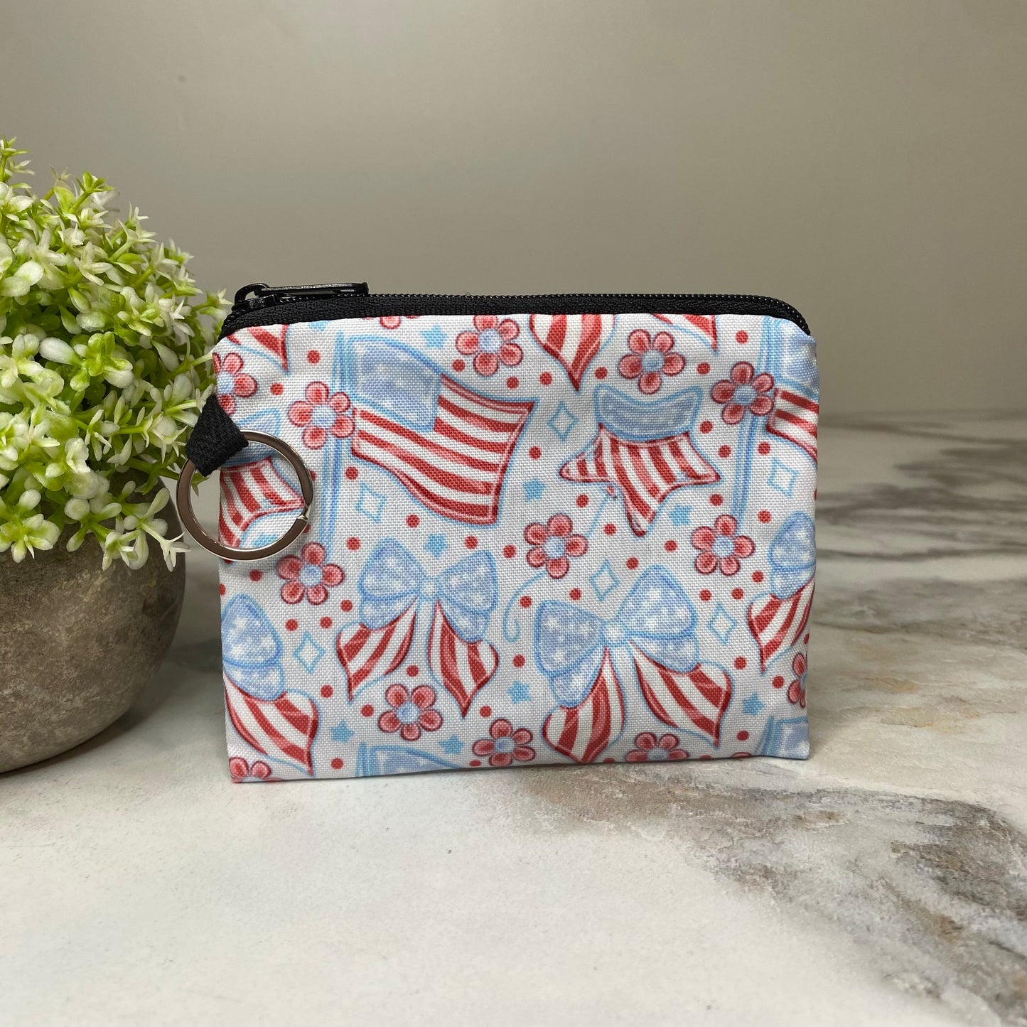 Mini Pouch - 4th Of July - Flag Bow Star