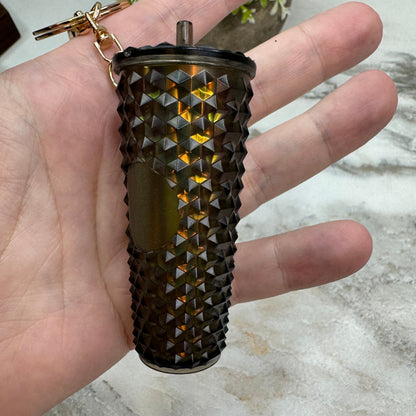 Keychain - Studded Tumbler - Olive Oilslick