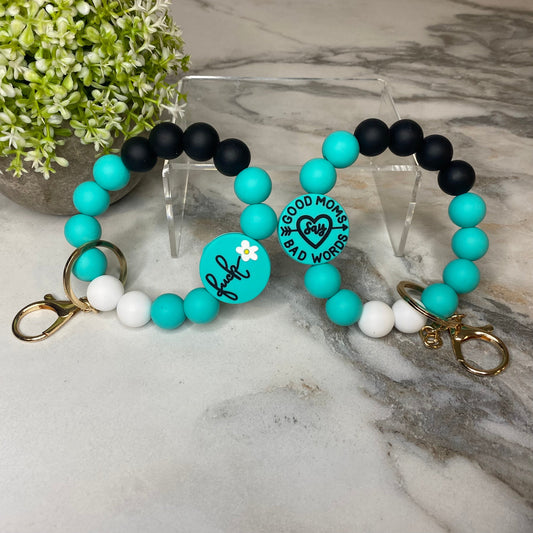 Silicone Bracelet Keychain - Mom Adult - Teal