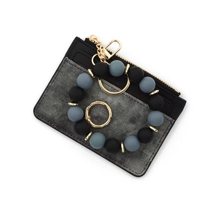 Denim Suede Bracelet Keychain & Card Holder - PREORDER 7/19-7/22