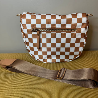 The Roni Nylon Crossbody - Checkered Camel - PREORDER