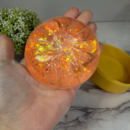Squishy Toy - Viral Dumpling, Slow Rise Glitter - Orange