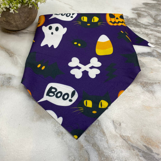 Dog Bandana - Halloween - Boo Ghost Crossbones MNC