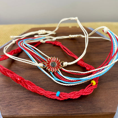 Bracelet Pack - Adjustable String Red Sunflower - Pack 5