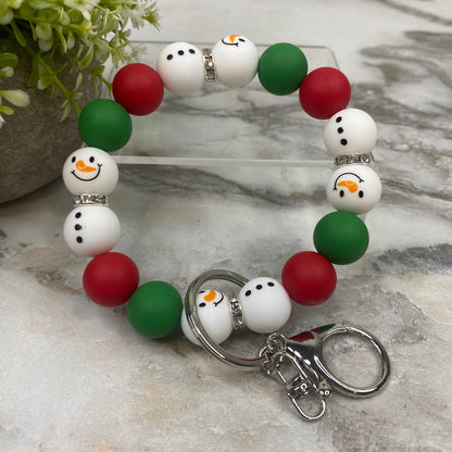 Silicone Bracelet Keychain - Winter - Red Green Snowman MNC