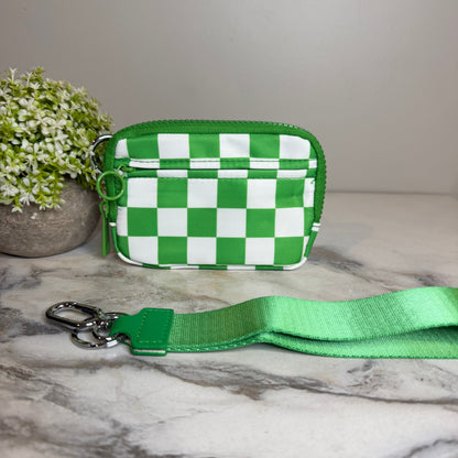 Rue - Nylon Wristlet Wallet - Kelly Green Check