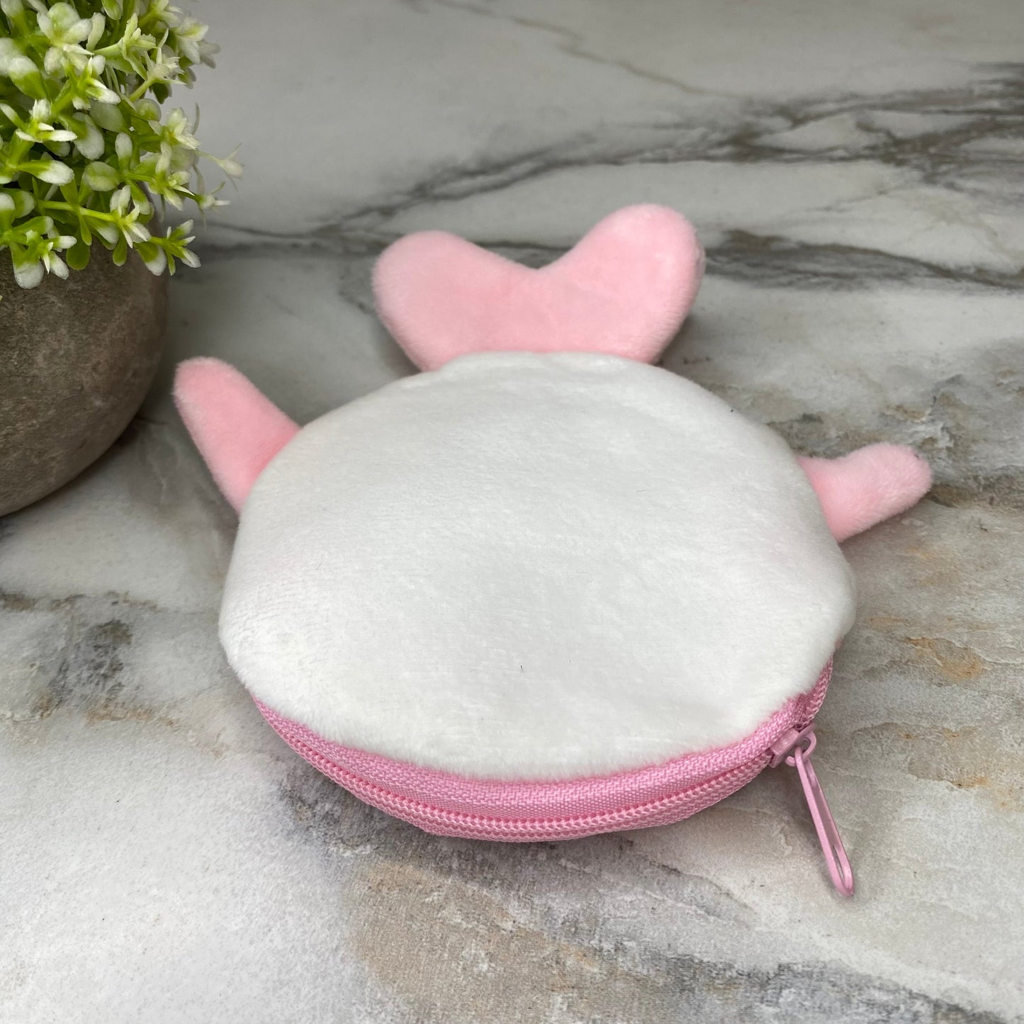 Coin Pouch Keychain - Velour Whale - Pink
