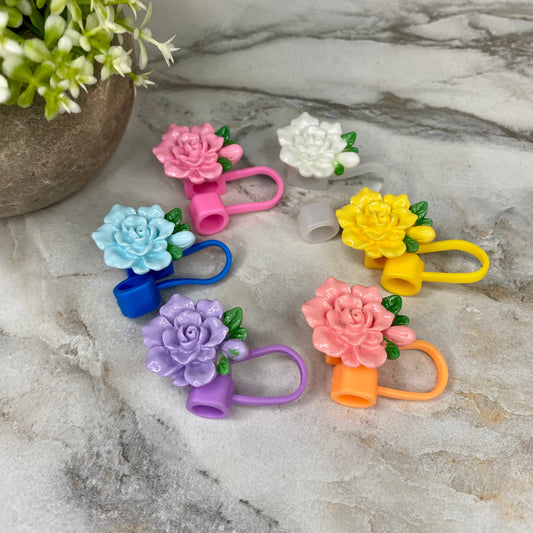 Acrylic & Silicone Straw Toppers Tumbler - Rose Mix