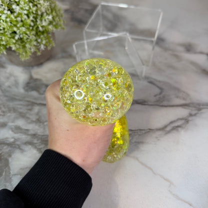 Squishy Toy - Viral Dumpling, Yellow Glitter + Water Beads