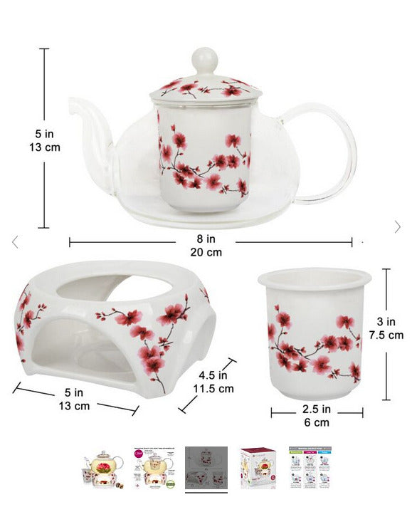 Cherry Blossom Tea Set with Infuser and Tea Warmer