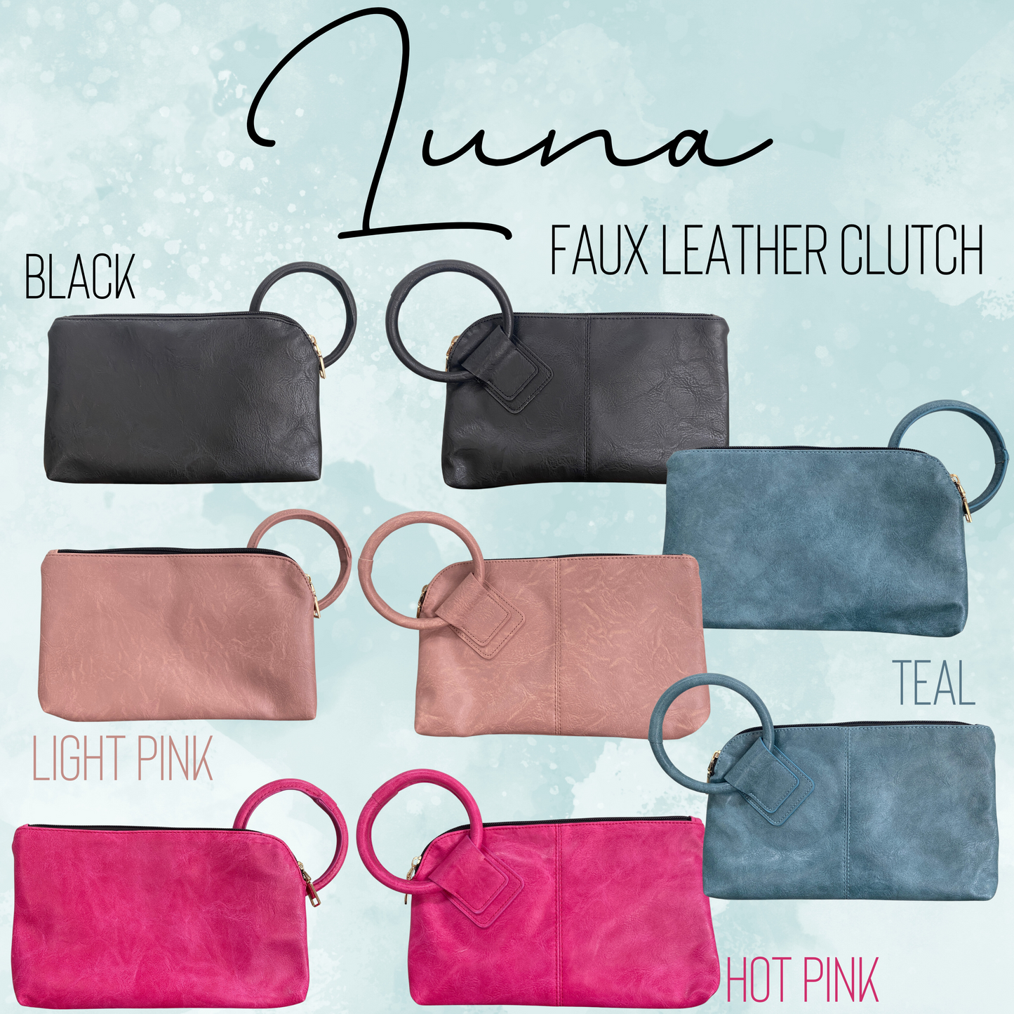 Luna Clutch - Faux Leather with Wrist Loop