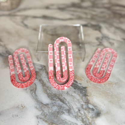 Jumbo Paperclip - Pink Glitter Hearts