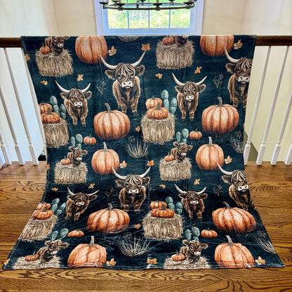 Blanket Halloween #10 - Fall Highland Cow - PREORDER ends 7/25