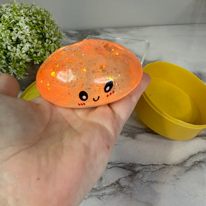 Squishy Toy - Viral Dumpling, Slow Rise Glitter - Orange