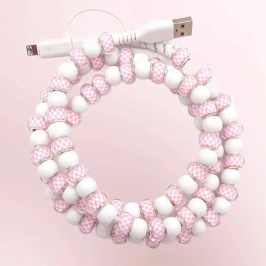 Charging Cord - Beaded - Clear Design