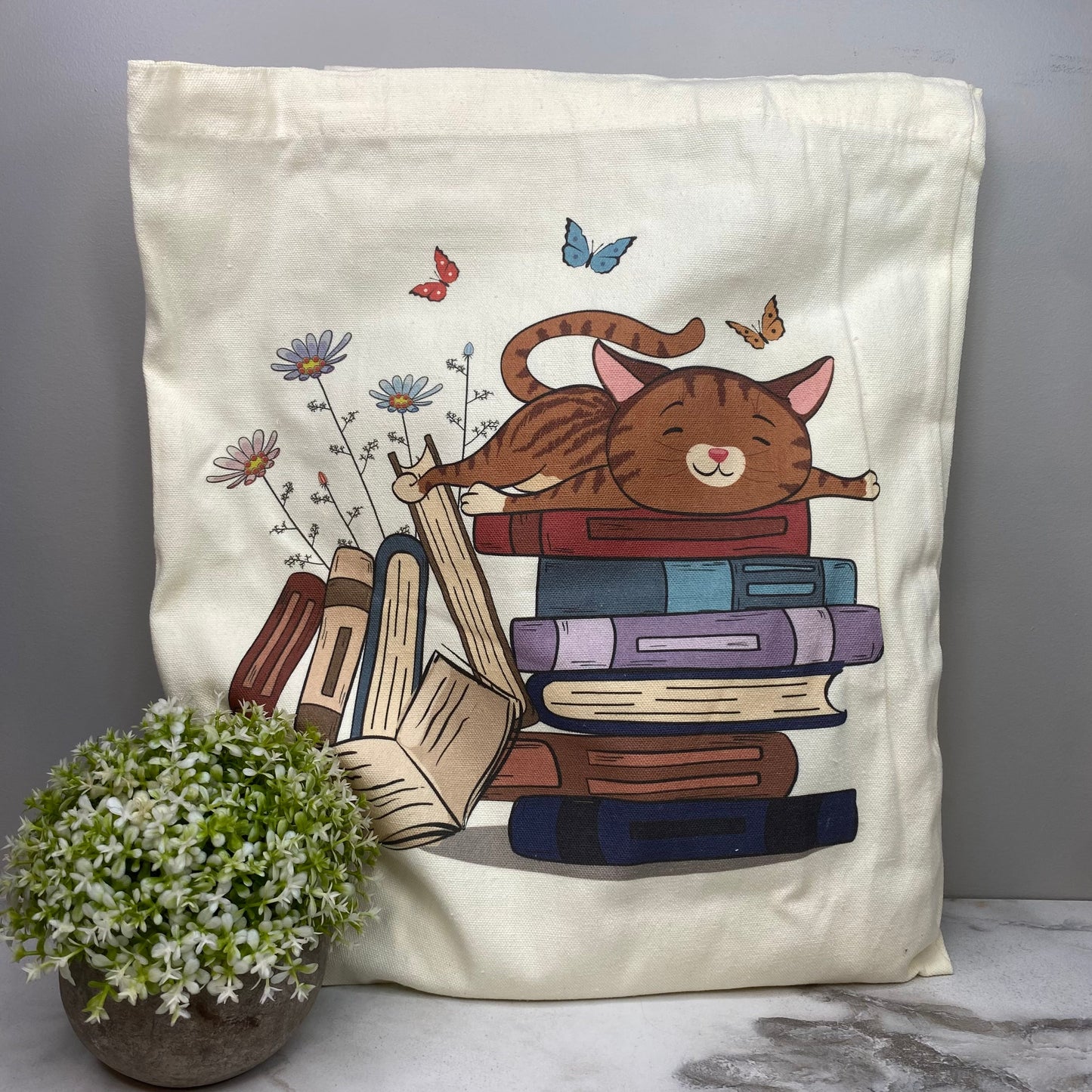 Tote Bag - Sleepy Cats & Books - #2