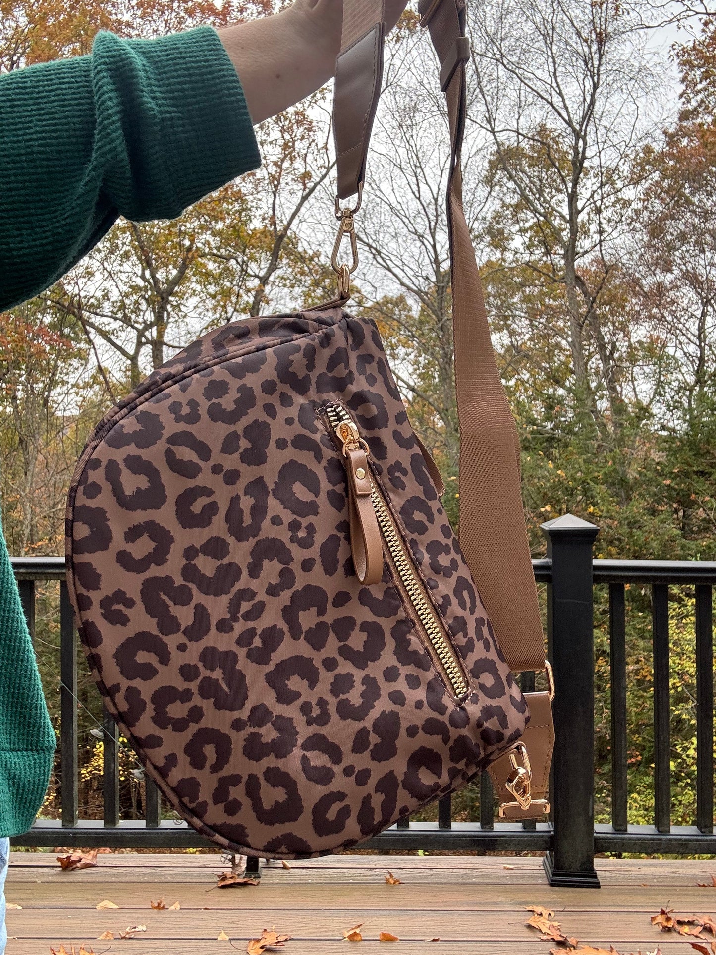 The Roni Nylon Crossbody - Animal Print Chocolate