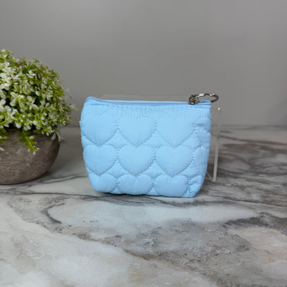 Mini Pouch - Stitched Hearts, Blue