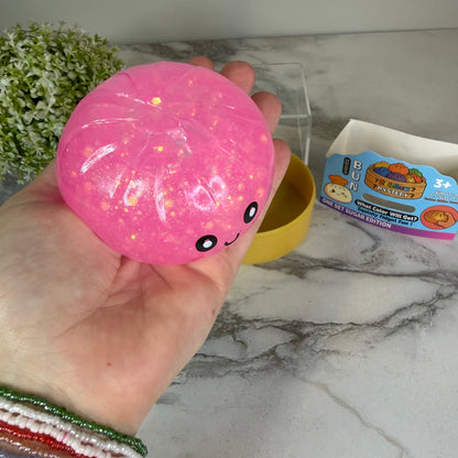 Squishy Toy - Viral Dumpling, Quick Squeeze Glitter - Pink