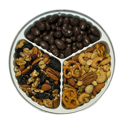 Dark Chocolate Bridge Mix, Nuts & Berries Mix, & Party Mix Gift Tin 2 lbs