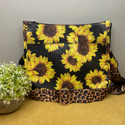 Audrey Crossbody Purse - Sunflowers on Black MNC