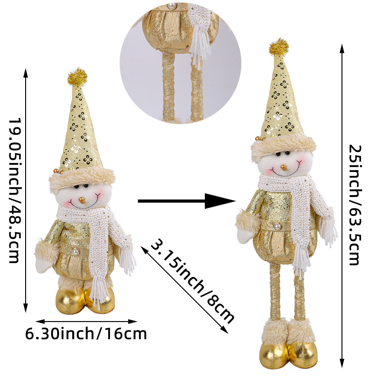 Telescopic Standing Christmas Decor - Gold