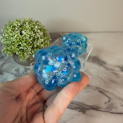 Squishy Toy - Blue Snowflake Cube - PREORDER