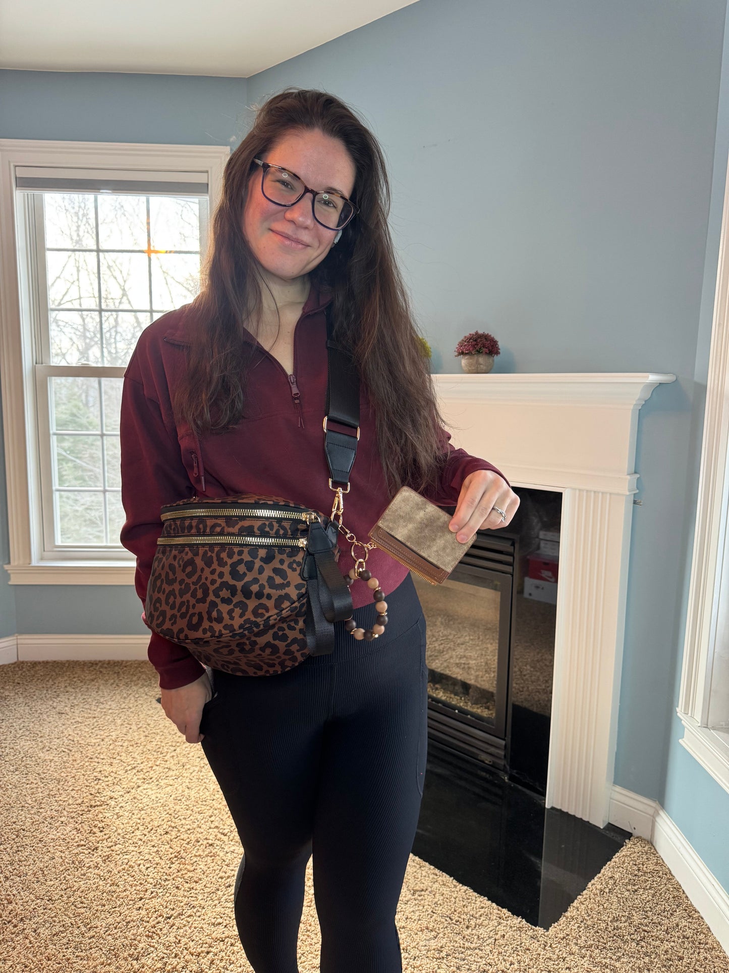 The Roni Nylon Crossbody - Animal Print Black & Caramel