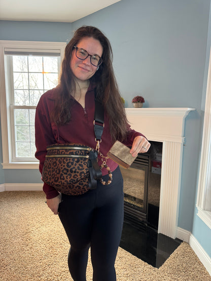 The Roni Nylon Crossbody - Animal Print Black & Caramel