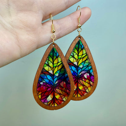 Wooden Teardrop Cutout - Stained Glass Acrylic - #4